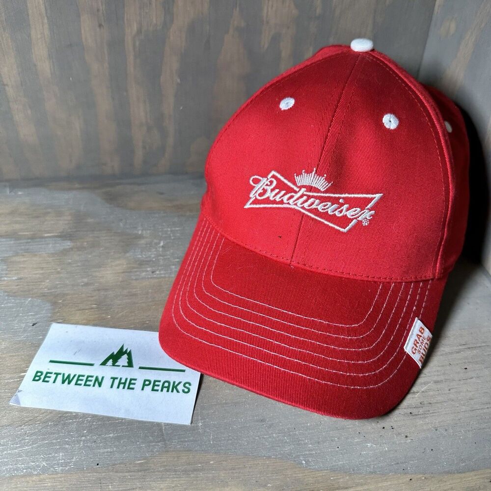 K Products Budweiser Bud Beer Hat Cap Bow Tie Logo Straback Adjustable Red